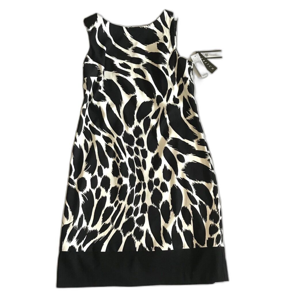 AB Studio Dress Size 6 Sheath Sleeveless Knee Length Black White NWT